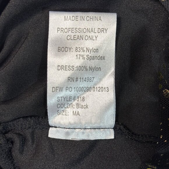 Revolution Black w/Gold Sequin Dance Dress Costume Sz MA FireFlies‎ Crisscross - Picture 10 of 16